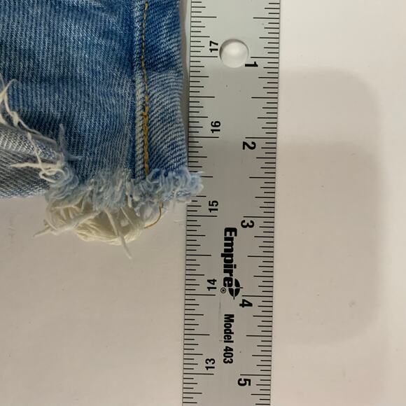 Levis 30 Premium Denim Distressed Cuff Jean Shorts Medium Blue - Picture 6 of 8